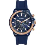 FOSSIL BANNON MULTIFUNCTION BLUE SILICONE STRAP WATCH FOR MEN