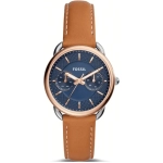 FOSSIL TAILOR DATE-DAY HONEY LEATHER STRAP WATCH FOR WOMEN