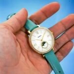 FOSSIL JACQUELINE SUN/MOON MULTIFUNCTION GREEN LEATHER STRAP WATCH FOR WOMEN - Imagen 3