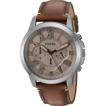 FOSSIL GRANT CHRONOGRAPH DARK BROWN LEATHER STRAP WATCH FOR MEN