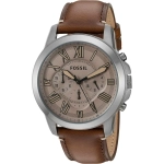 FOSSIL GRANT CHRONOGRAPH DARK BROWN LEATHER STRAP WATCH FOR MEN