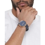 FOSSIL COMMUTER CHRONOGRAPH NAVY LEATHER STRAP WATCH FOR MEN - Imagen 3