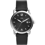 FOSSIL COMMUTER BLACK LEATHER STRAP WATCH FOR MEN