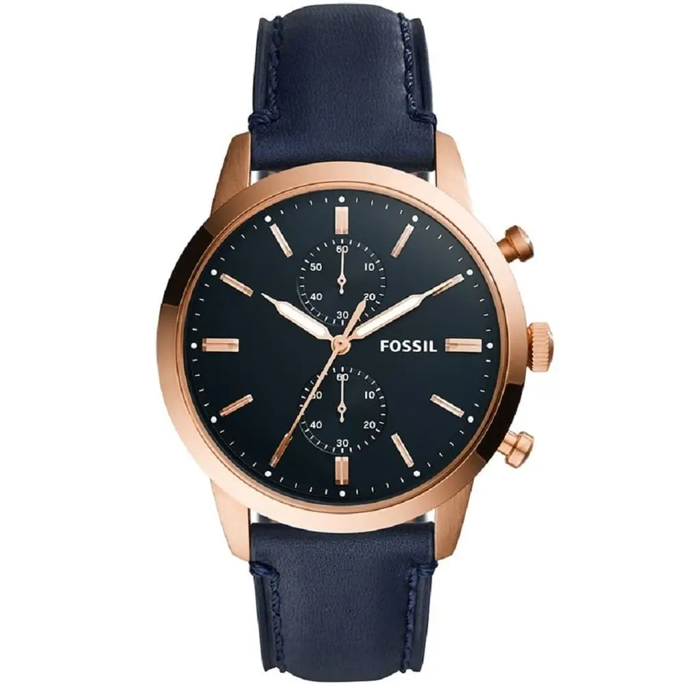 FS5436 FOSSIL TOWNSMAN CHRONOGRAPH BLUE LEATHER WATCH FOR MEN - Imagen 1