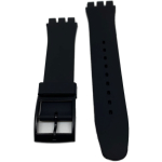 SILICONE STRAP FOR SWATCH NEW GENT, NEW CHRONO BLACK COLOR SIZE 19MM